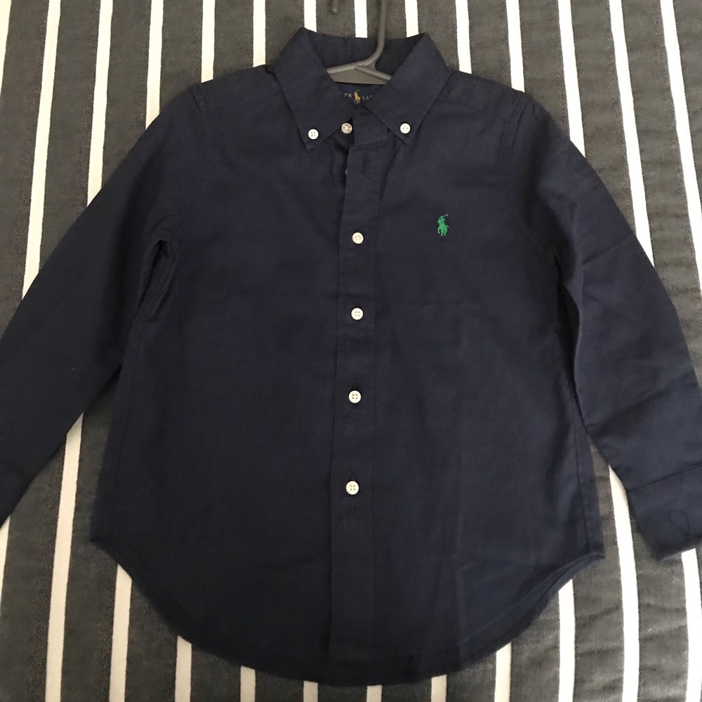 Polo Ralph Lauren Navy Blue Button Down Grn Horse